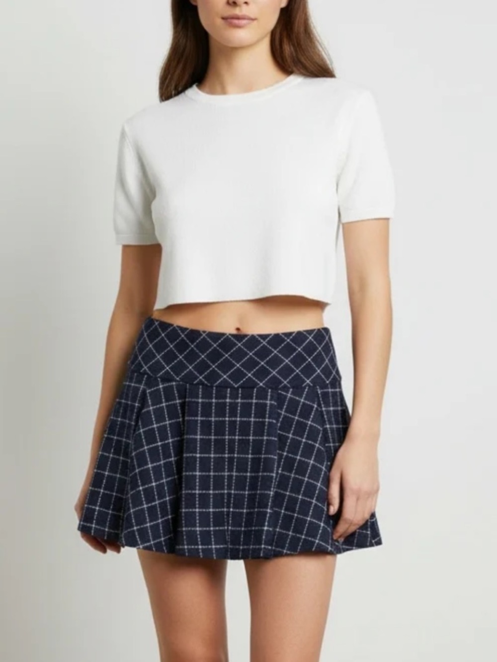 LONDONJEAN Navy Checkered Mini Skirt